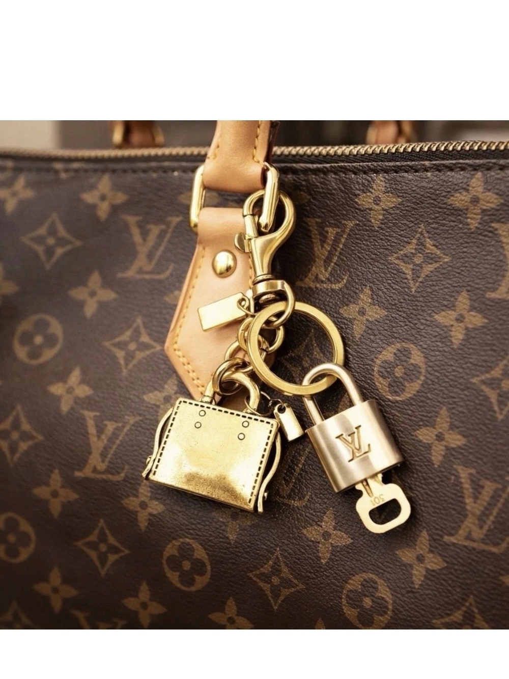 Louis Vuitton Lock And Key And Bag Charm with Gold Hardware